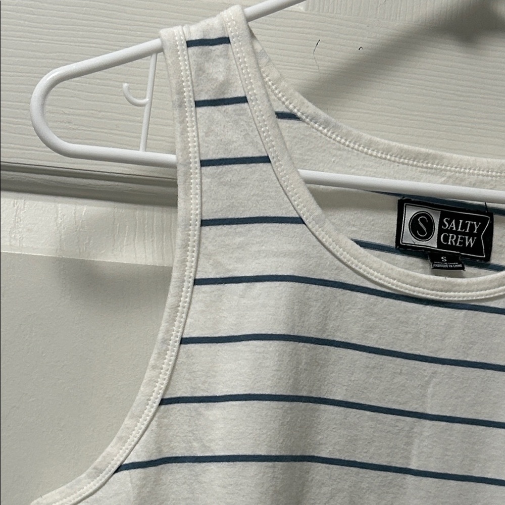 Salty Crew Men's Striped Tank Top - White and Navy - Picture 5 of 12